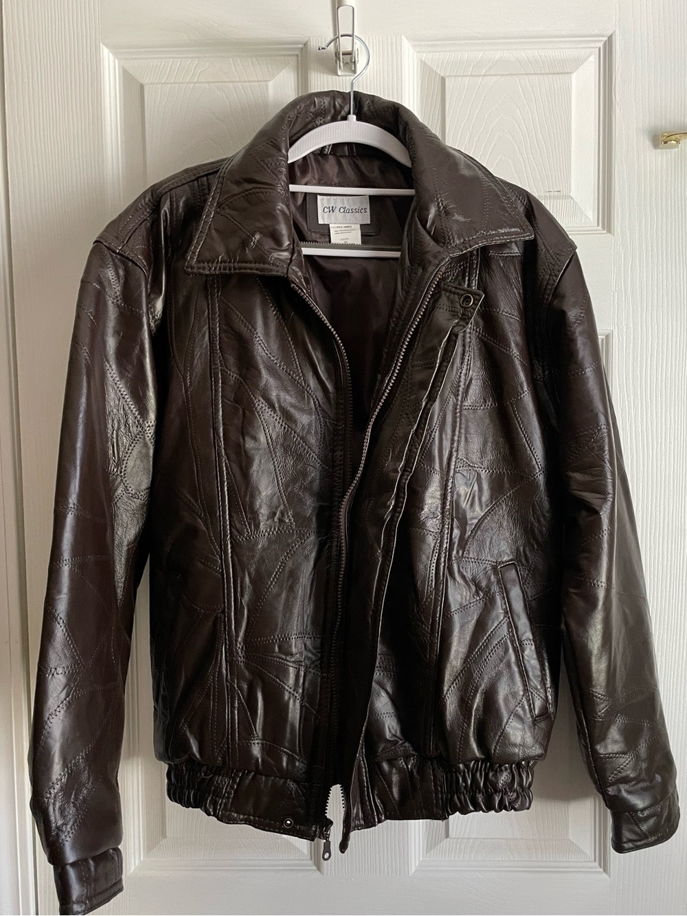Top Gun Vibes Leather Bomber Jacket, Size S